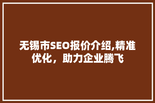 无锡市SEO报价介绍,精准优化，助力企业腾飞