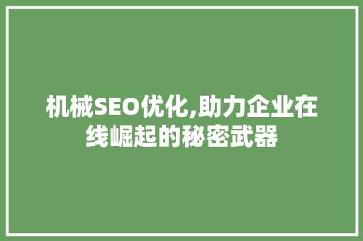 机械SEO优化,助力企业在线崛起的秘密武器