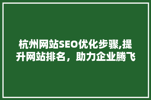 杭州网站SEO优化步骤,提升网站排名，助力企业腾飞