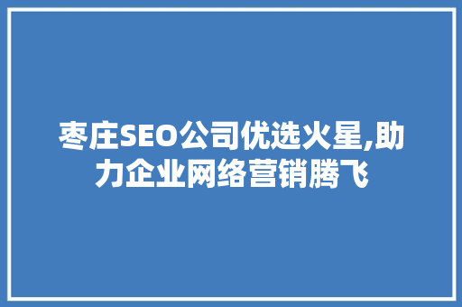 枣庄SEO公司优选火星,助力企业网络营销腾飞