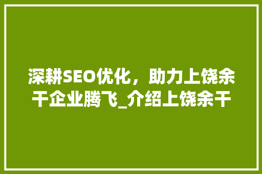 深耕SEO优化，助力上饶余干企业腾飞_介绍上饶余干SEO优化公司的独门方法