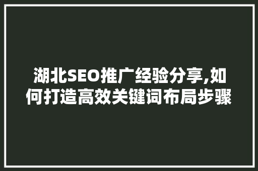 湖北SEO推广经验分享,如何打造高效关键词布局步骤