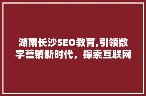 湖南长沙SEO教育,引领数字营销新时代，探索互联网发展新路径 友链在线