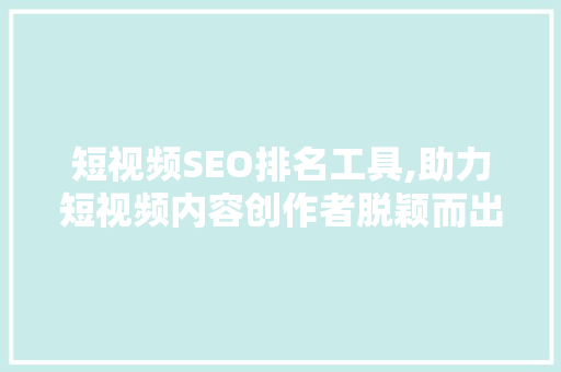 短视频SEO排名工具,助力短视频内容创作者脱颖而出 友链在线