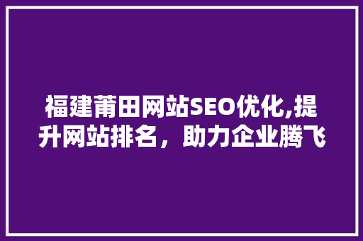 福建莆田网站SEO优化,提升网站排名，助力企业腾飞 SEO教程