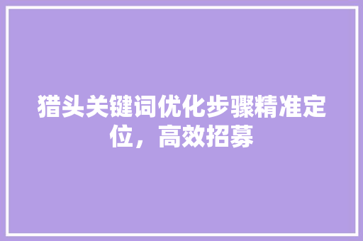 猎头关键词优化步骤精准定位，高效招募