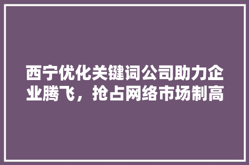 西宁优化关键词公司助力企业腾飞，抢占网络市场制高点 友链在线