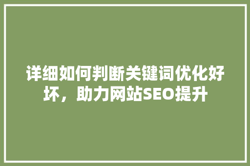 详细如何判断关键词优化好坏，助力网站SEO提升