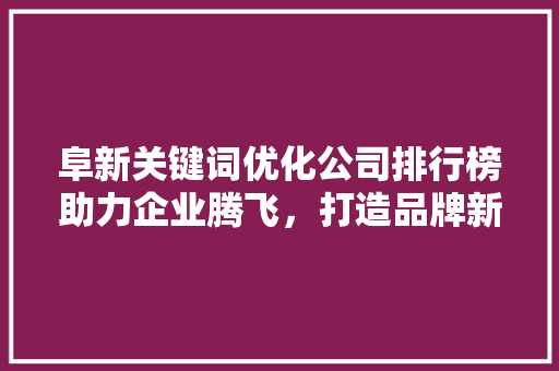 阜新关键词优化公司排行榜助力企业腾飞，打造品牌新高度