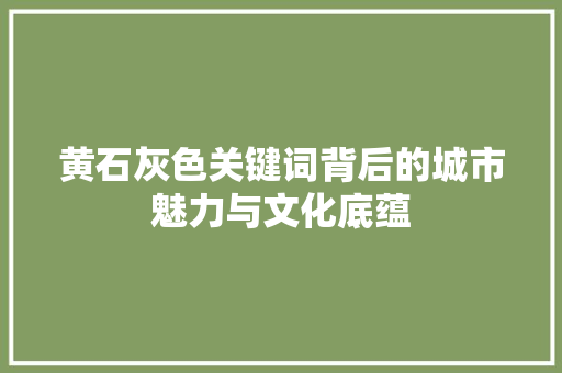 黄石灰色关键词背后的城市魅力与文化底蕴 WordPress教程