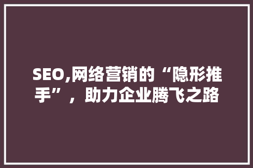 SEO,网络营销的“隐形推手”，助力企业腾飞之路