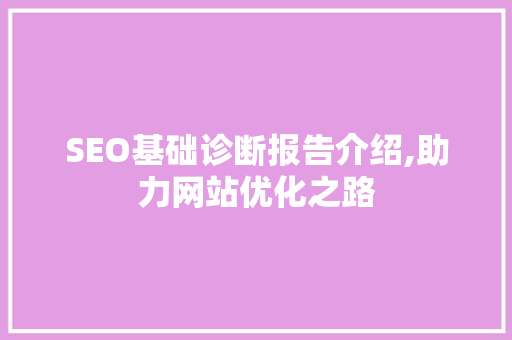 SEO基础诊断报告介绍,助力网站优化之路