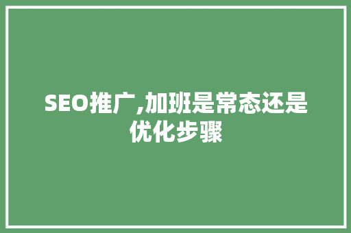 SEO推广,加班是常态还是优化步骤 Web前端