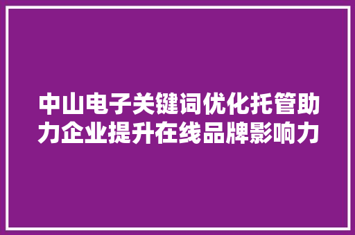 中山电子关键词优化托管助力企业提升在线品牌影响力 服务器/数据库