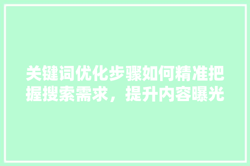 关键词优化步骤如何精准把握搜索需求，提升内容曝光度 友链在线