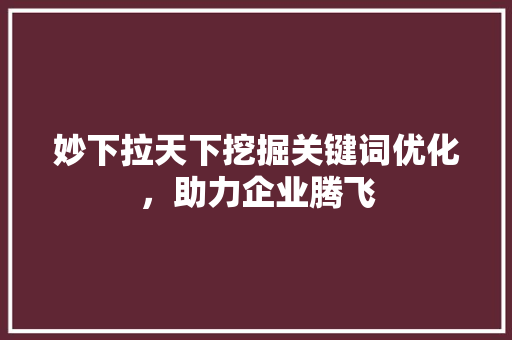 妙下拉天下挖掘关键词优化，助力企业腾飞 友链在线