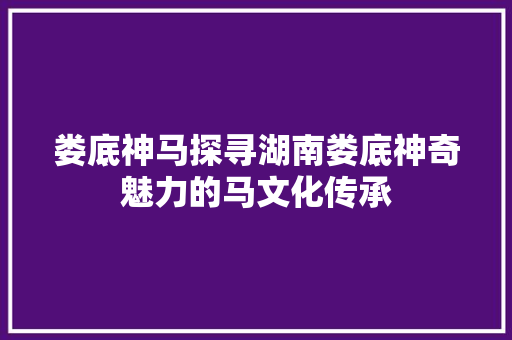 娄底神马探寻湖南娄底神奇魅力的马文化传承