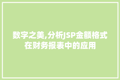 数字之美,分析JSP金额格式在财务报表中的应用