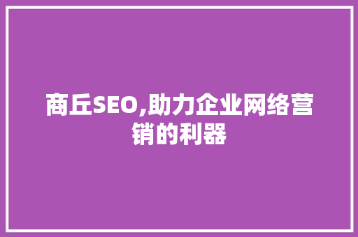商丘SEO,助力企业网络营销的利器 SEO教程