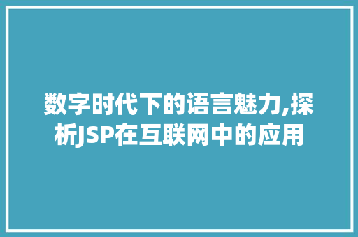 数字时代下的语言魅力,探析JSP在互联网中的应用