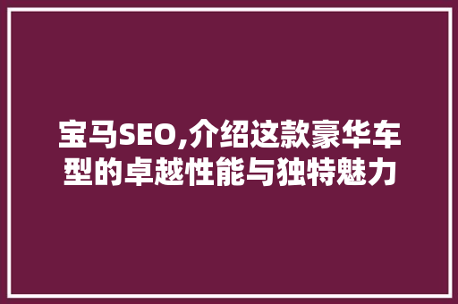 宝马SEO,介绍这款豪华车型的卓越性能与独特魅力