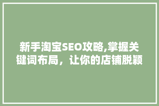 新手淘宝SEO攻略,掌握关键词布局，让你的店铺脱颖而出