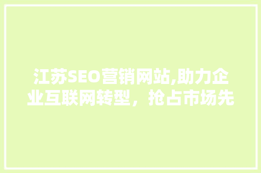 江苏SEO营销网站,助力企业互联网转型，抢占市场先机