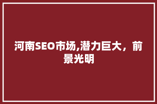 河南SEO市场,潜力巨大，前景光明