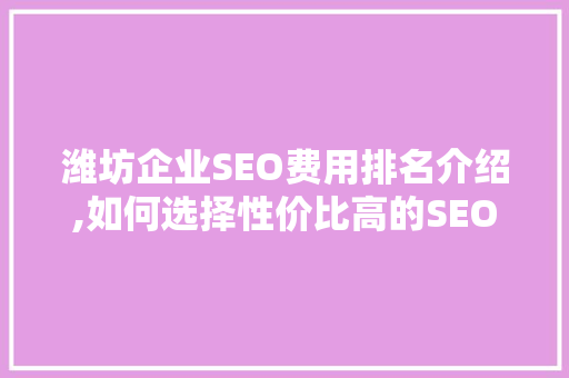 潍坊企业SEO费用排名介绍,如何选择性价比高的SEO服务