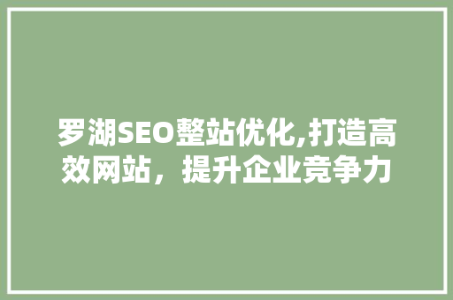 罗湖SEO整站优化,打造高效网站，提升企业竞争力