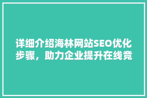 详细介绍海林网站SEO优化步骤，助力企业提升在线竞争力