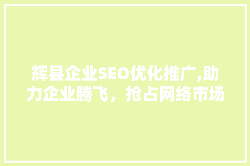 辉县企业SEO优化推广,助力企业腾飞，抢占网络市场先机 SEO教程