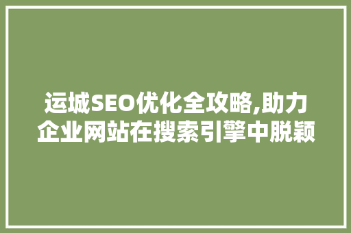 运城SEO优化全攻略,助力企业网站在搜索引擎中脱颖而出