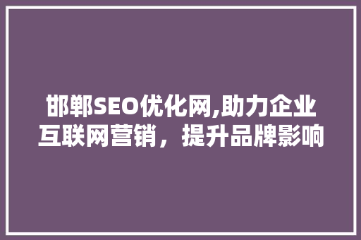 邯郸SEO优化网,助力企业互联网营销，提升品牌影响力