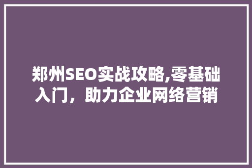 郑州SEO实战攻略,零基础入门，助力企业网络营销