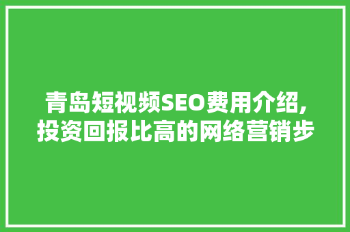 青岛短视频SEO费用介绍,投资回报比高的网络营销步骤
