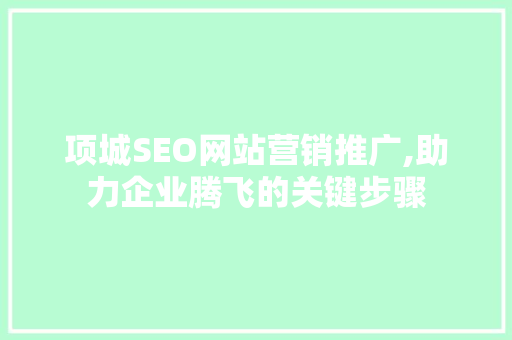 项城SEO网站营销推广,助力企业腾飞的关键步骤