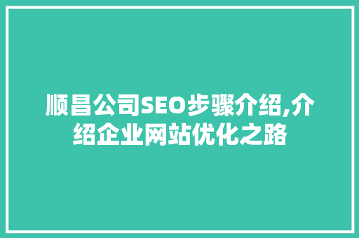 顺昌公司SEO步骤介绍,介绍企业网站优化之路
