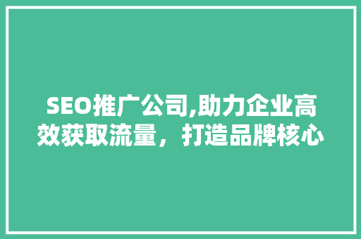 SEO推广公司,助力企业高效获取流量，打造品牌核心竞争力