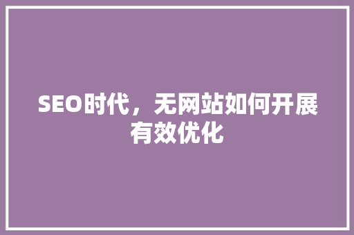 SEO时代，无网站如何开展有效优化
