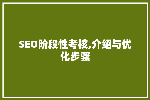 SEO阶段性考核,介绍与优化步骤