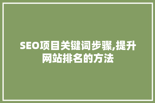 SEO项目关键词步骤,提升网站排名的方法