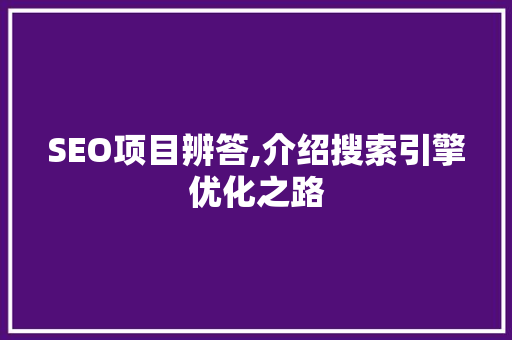 SEO项目辨答,介绍搜索引擎优化之路