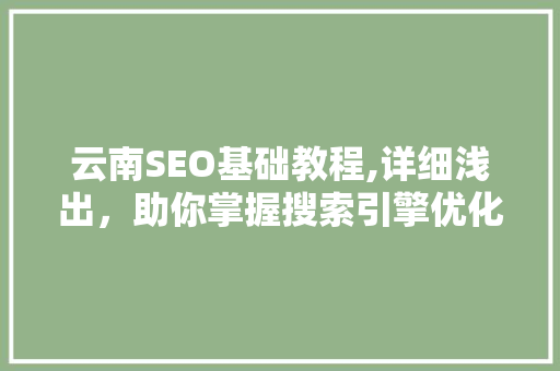 云南SEO基础教程,详细浅出，助你掌握搜索引擎优化之路