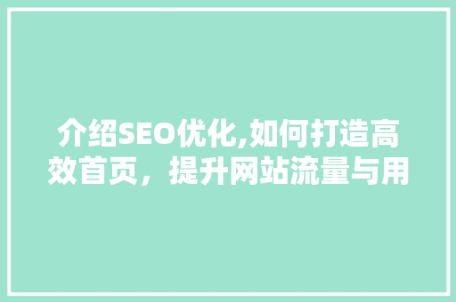 介绍SEO优化,如何打造高效首页，提升网站流量与用户体验