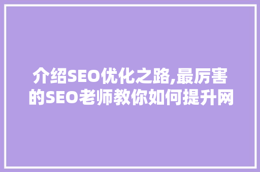介绍SEO优化之路,最厉害的SEO老师教你如何提升网站排名