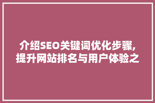 介绍SEO关键词优化步骤,提升网站排名与用户体验之路