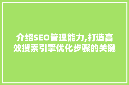 介绍SEO管理能力,打造高效搜索引擎优化步骤的关键