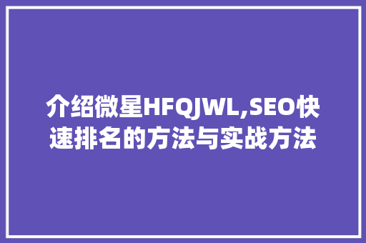 介绍微星HFQJWL,SEO快速排名的方法与实战方法