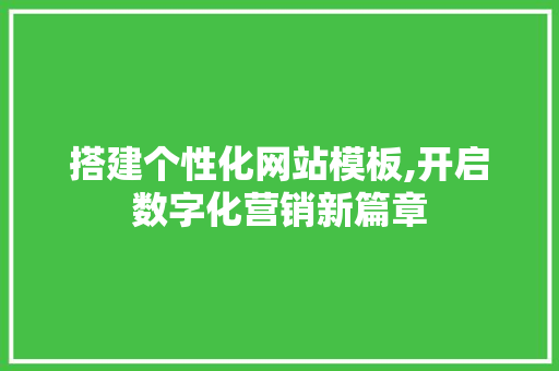 搭建个性化网站模板,开启数字化营销新篇章